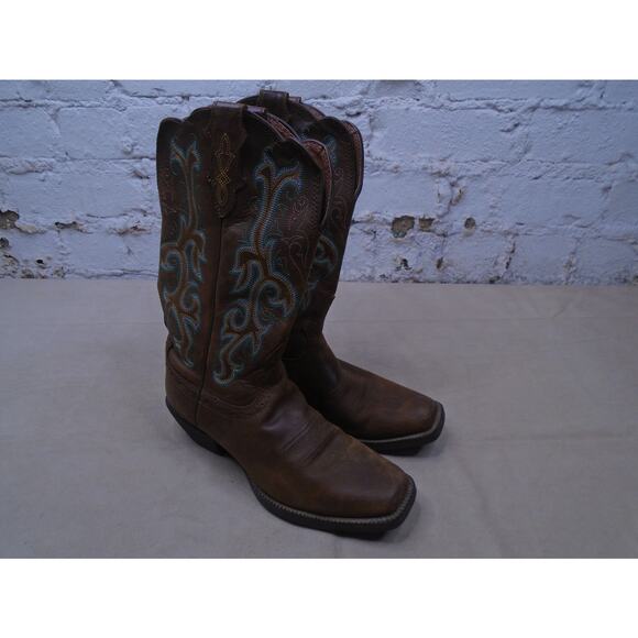 Justin Womens Size 8.5 B Brown Leather Cowboy Western Waterproof Work Boots - Picture 1 of 8